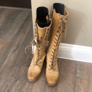 Frye collegiate lace up leather boots